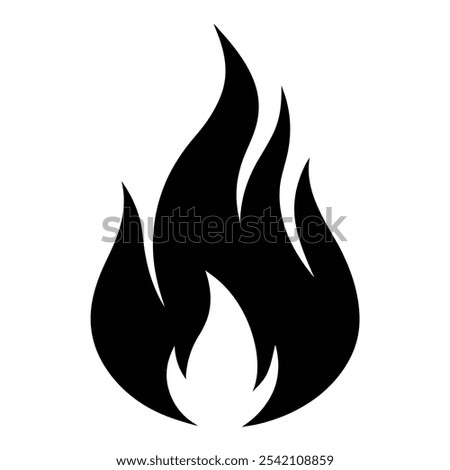 High-Quality Fire Icon Vector Silhouette - Minimalist Flame Symbol for Web, App, Logo, Graphic Design