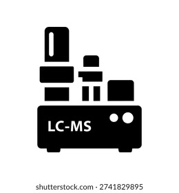 High-quality flat design LC-MS mass spectrometry device illustration for scientific research and medical analysis.