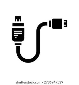High-quality flat lay image of a black USB cable plugged into a power adapter, perfect for tech, charging, and electronic device concepts.