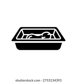 High-quality flat lay image of a clean, empty black plastic seedling tray with multiple compartments, ideal for gardening, planting, and horticulture projects.