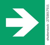 A high-quality flat vector illustration of the ISO 7010-E005 safety sign. This green square supplementary sign features a white directional arrow with a Belgian head, designed for workplaces and public buildings to indicate evacuation routes or the location of safety equipment.
