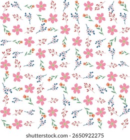 High-quality floral pattern seamless illustration for textile, digital decor, and artistic product design with a clean botanical style
