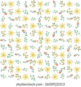 High-quality floral pattern seamless illustration for textile, digital decor, and artistic product design with a clean botanical style