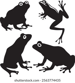 
"High-quality frog silhouettes are versatile design elements ideal for a wide range of projects. Whether used in nature-themed illustrations, wildlife education, or creative branding, these designs