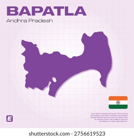 High-quality, fully editable vector map of the Bapatla district in Andhra Pradesh. Perfect for professional illustrations and geographic layouts, featuring customizable layers and scalable graphics.