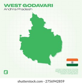High-quality, fully editable vector map of the West Godavari district in Andhra Pradesh. Perfect for professional illustrations and geographic layouts, featuring customizable layers and scalable graphics.