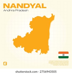 High-quality, fully editable vector map of the Nandyal district in Andhra Pradesh. Perfect for professional illustrations and geographic layouts, featuring customizable layers and scalable graphics.