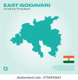 High-quality, fully editable vector map of the East Godavari district in Andhra Pradesh. Perfect for professional illustrations and geographic layouts, featuring customizable layers and scalable graphics.