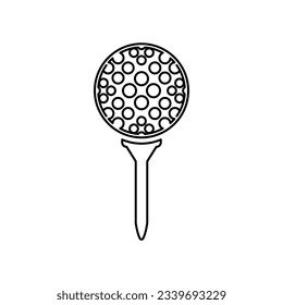 Pelota de golf de alta calidad en la Ilustración de arte del vector de contorno de Tee. Perfecto para proyectos relacionados con el golf y temas deportivos. El diseño está muy cuidado, aislado en blanco.