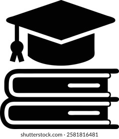 High-Quality Graduation Cap and Books Silhouette 