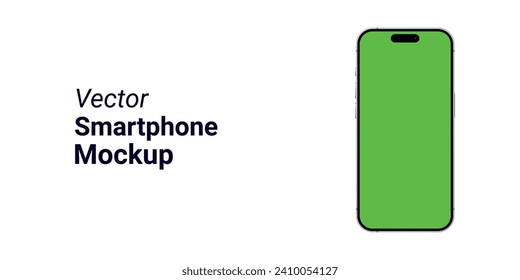 High-quality green screen smartphone mockup isolated on a white background vector. Smart technology touchscreen phone template.