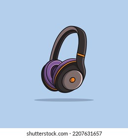 High-quality headphones on a sky blue background. headphone product vector illustration.