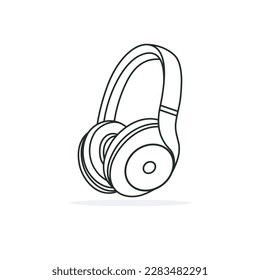 High-quality headphones on a sky blue background. headphone product vector illustration.