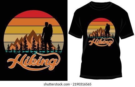 High-quality Hiking T-shirt Design Vector Illustration