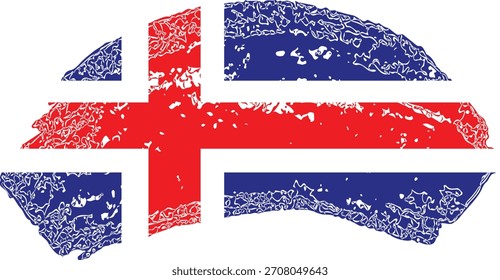 Vector de diseño de bandera de mapa de Islandia de alta calidad con el contorno geográfico del país lleno de los colores de la bandera nacional