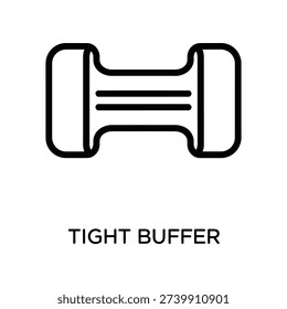 High-quality illustration of a tight buffer fiber optic cable connector in black, isolated on white for tech and network design projects.