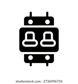 High-quality image of a black electrical outlet with two sockets on a white background, ideal for commercial use.