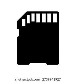 High-quality image of a black memory card with metal contacts, isolated on a clean white background, ideal for tech, digital storage, and electronic device projects.