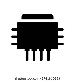 High-quality image of a black microchip circuit board with multiple pins, ideal for tech and electronics projects.