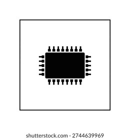 High-quality image of a black microchip circuit board with gold connectors, isolated on a clean white background, ideal for tech and electronics projects.