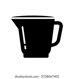 High-quality image of a black plastic measuring jug with handle, isolated on a clean white background, ideal for kitchen, cooking, and recipe content.