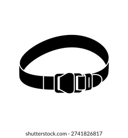 High-quality image of a durable black dog collar featuring a sturdy silver metal buckle, perfect for pet products and accessories.