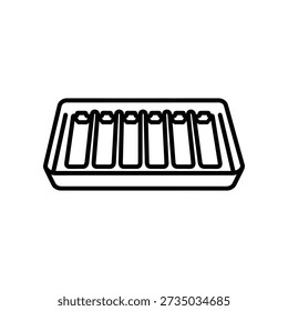 High-quality image of an empty stainless steel ice cube tray with a clean, minimalist design, perfect for kitchen, beverage, or product photography.