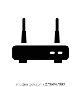 High-quality image of a modern black wireless router with dual antennas, perfect for tech, networking, and internet-related projects.