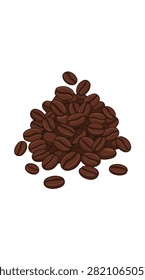 High-quality image of a pile of coffee beans, isolated on transparent background for easy use in food, beverage, or coffee-related projects.