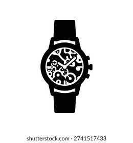 High-quality image of a sleek black chronograph wristwatch with white accents, showcasing precision and modern elegance against a clean white backdrop.