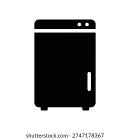High-quality image of a sleek black compact refrigerator with a stainless steel handle, perfect for offices, dorms, or small spaces, featuring clean lines and minimalist design.