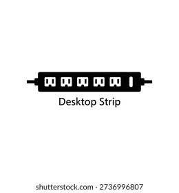 High-quality image of a sleek black desktop power strip with six electrical outlets, ideal for office, workspace, or home use with clean and professional design.