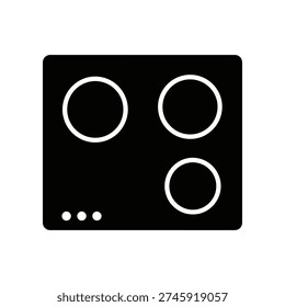 High-quality image of a sleek black electric stove with four burners, featuring a minimalist and modern design ideal for kitchen interiors and appliance marketing.