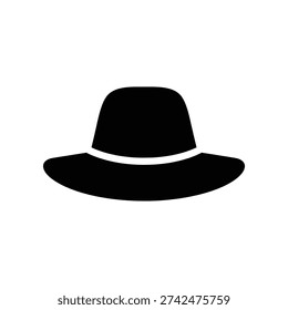 High-quality image of a sleek black fedora hat with a crisp white band, isolated on a clean white background, perfect for fashion and commercial use.