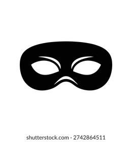 High-quality image of a sleek black masquerade mask with smooth contours, perfect for elegant party invitations, fashion designs, and luxury branding projects.