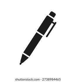 High-quality image of a sleek black and silver ballpoint pen with cap, isolated on a clean white background, ideal for business, writing, and office use.
