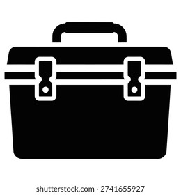 High-quality image of a sleek black toolbox with sturdy silver latches, perfect for organization, DIY projects, and professional use in clean, bright lighting.