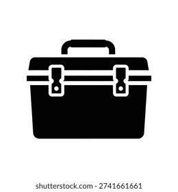 High-quality image of a sleek black toolbox with sturdy silver latches, perfect for professional use, home improvement, or business storage solutions.