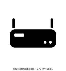 High-quality image of a sleek black wireless router with dual antennas, perfect for tech, internet, and networking projects with clean lighting.