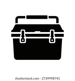 High-quality image of a sturdy black metal toolbox with silver latches, perfect for organization, storage, and professional use in clean, bright lighting.