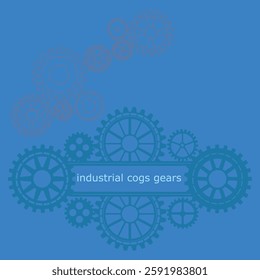 A high-quality industrial banner featuring old metal cogs and gears in a blue tone. Perfect for engineering, machinery, and steampunk-themed designs. Ideal for digital and print projects.