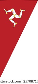 A high-quality Isle of Man flag icon featuring the iconic triskelion of three armored legs on a red background. Ideal for projects showcasing Manx culture, heritage, and national identity,