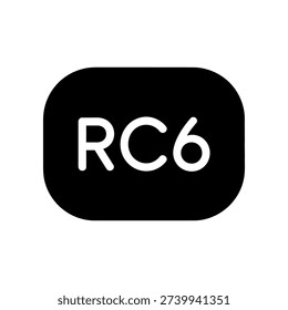 High-quality isolated image of a black RC6 drone remote control button with crisp white text, ideal for tech, drone, and remote control design projects.