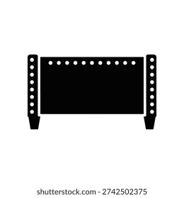 High-quality isolated image of an empty vintage film strip frame with perforated edges, perfect for retro cinema projects, presentations, and creative designs.
