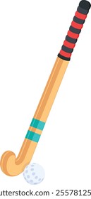 A high-quality Isometric vector illustration of a hockey stick, perfect for sports-related designs, logos, or illustrations.