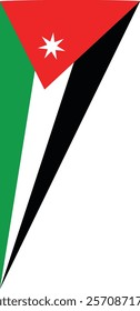 A high-quality Jordan flag icon featuring horizontal black, white, and green stripes with a red triangle on the left containing a white star. Perfect for projects highlighting Jordanian culture,