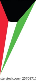 A high-quality Kuwait flag icon featuring horizontal stripes of green, white, and red, with a black trapezoid on the left. Perfect for projects related to Kuwaiti culture, heritage, and national pride