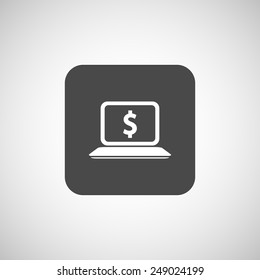 High-quality laptop screen with the Dollar sign. Economy concept.