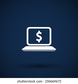 High-quality laptop screen with the Dollar sign. Economy concept.