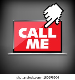 High-quality laptop screen with the text message Call me.